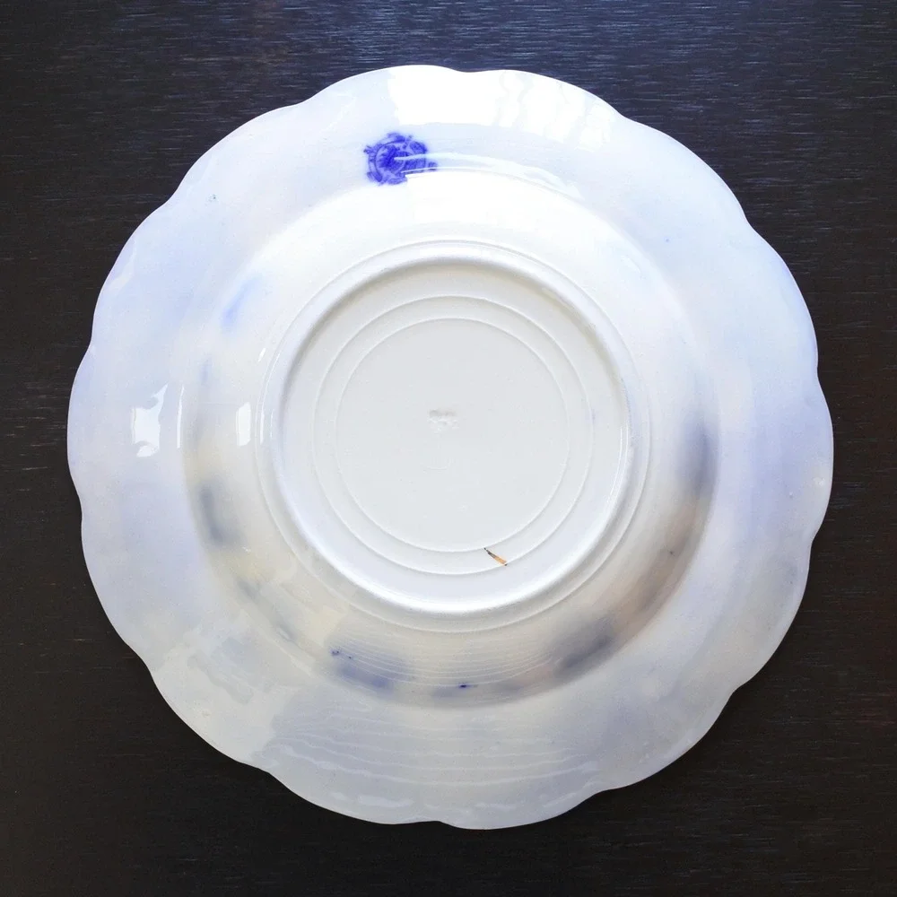 Antique c. 1890 W. H. Grindley Alton Flow Blue & White Porcelain Soup Bowl